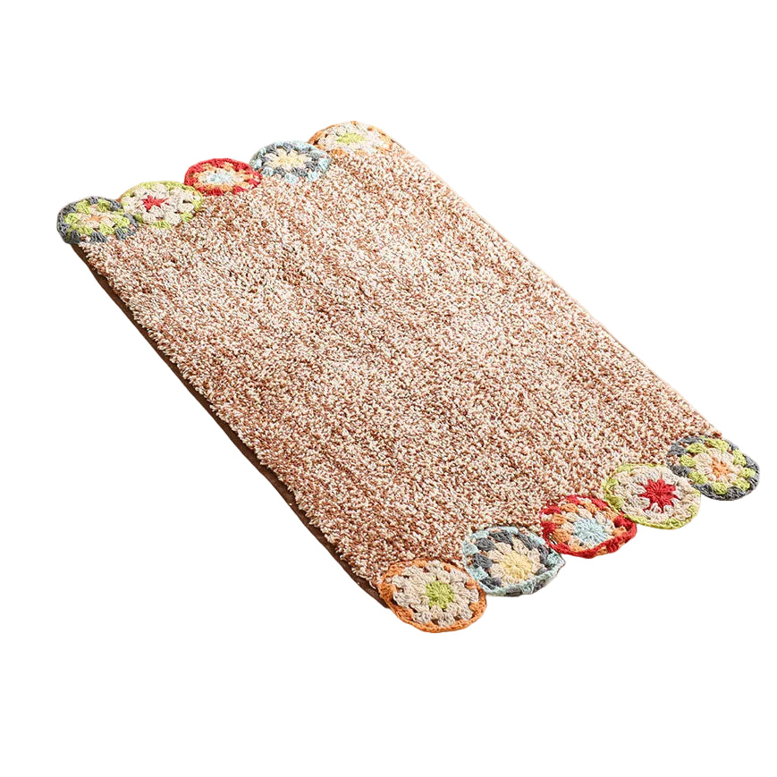 Crocheted floral rug