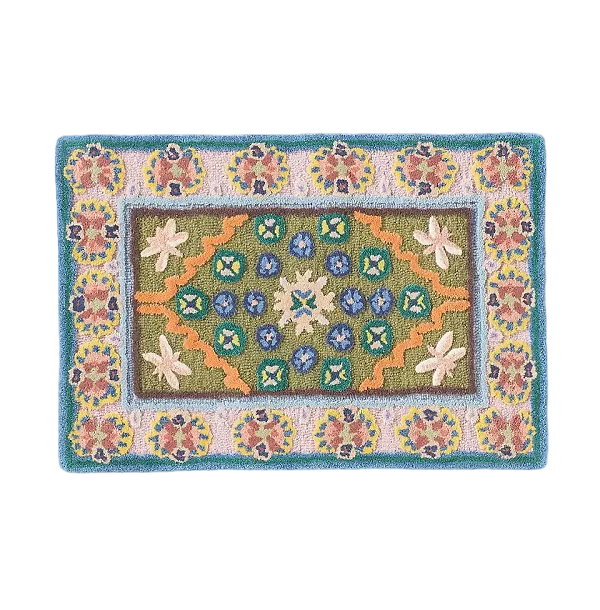 Colorful floral rectangular carpet shape